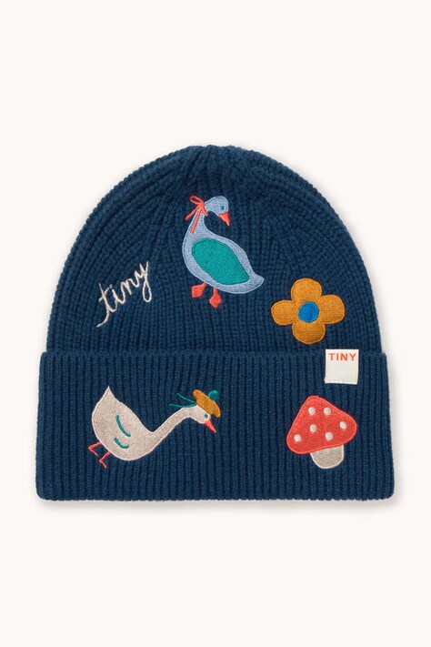 Tinycottons gyerek gyapjú sapka WINTER POND BEANIE sötétkék AW26-107