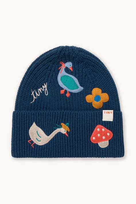 Tinycottons pletená čepice dětská vlněná WINTER POND BEANIE námořnická modř AW26-107
