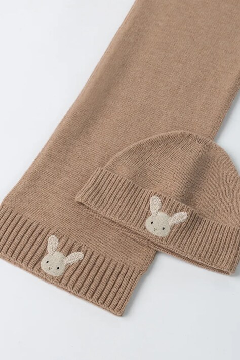 Donsje Czapka dziecięca wełniana Evaran Merino Wool Hat Fluffy Bunny brązowa 4129701