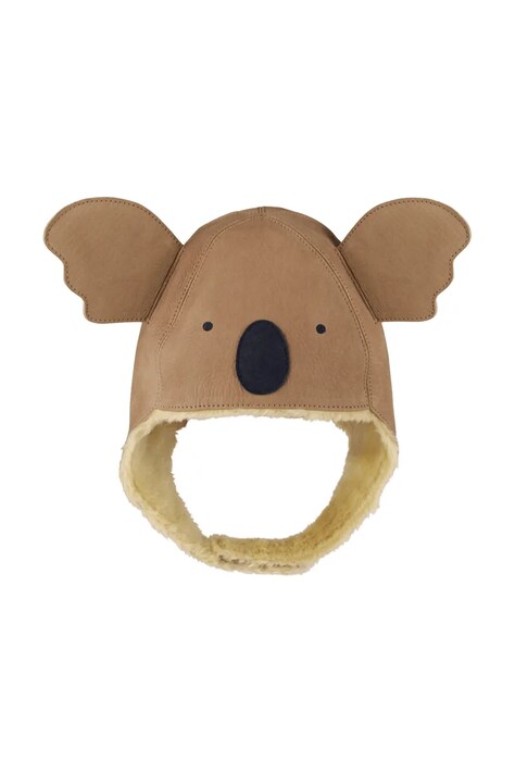 Donsje căciulă cu urechi pentru copii din piele Kapi Classic Hat Koala bej 6020006