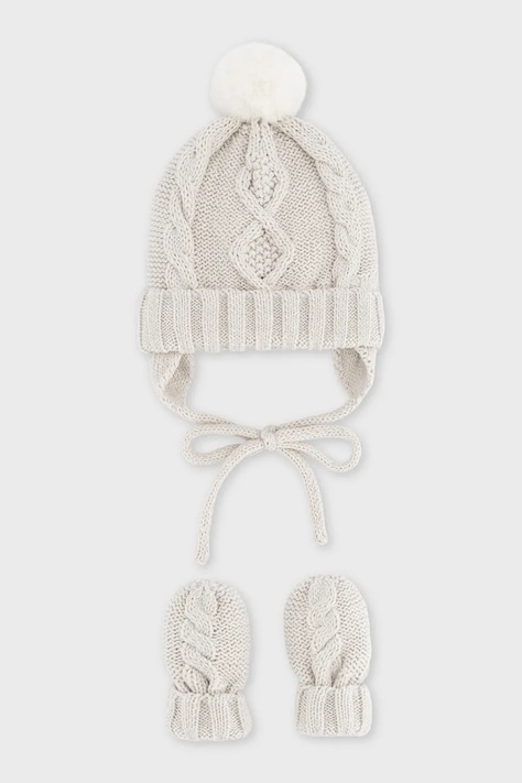 Mayoral Newborn Czapka z pomponem niemowlęca z bawełną biała 9120