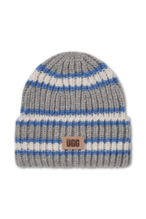 UGG Czapka beanie dziecięca z dodatkiem wełny CHUNKY RIB BEANIE niebieska 106208
