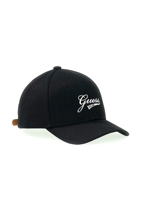 Guess czapka z daszkiem dziecięca bawełniana czarna H6YZ13 W2605