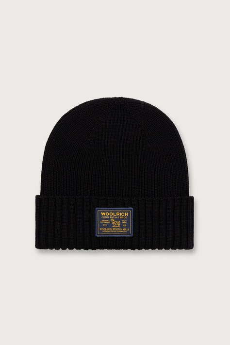Woolrich CFWOAC2053MRUF0428 czapka wełniana męska czarna Legacy Patch