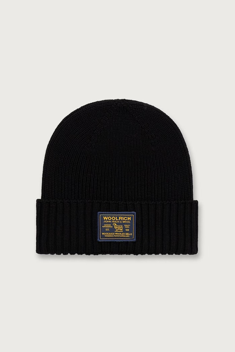 Woolrich CFWOAC2053MRUF0428 czapka wełniana męska czarna Legacy Patch