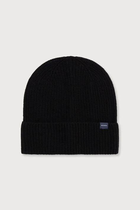 Woolrich CFWOAC0331MBUF0659 czapka męska z wełną czarna Knitted Ribbed