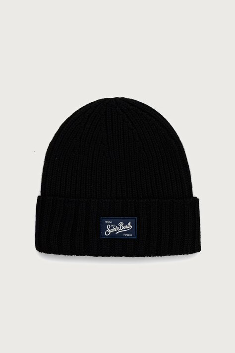 MC2 Saint Barth Czapka beanie męska z wełną czarna SHLL002