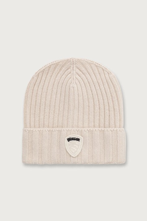 Blauer Czapka beanie męska z dodatkiem wełny beżowa BLUA05556