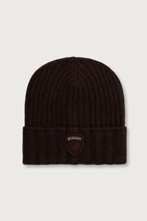 Blauer Czapka beanie męska z dodatkiem wełny brązowa BLUA05556