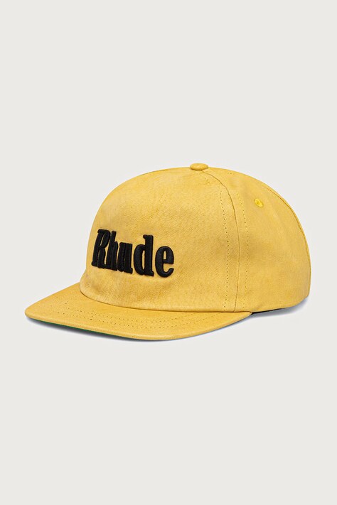 RHUDE Logo czapka z daszkiem skórzana męska żółta RHFW26HA01741