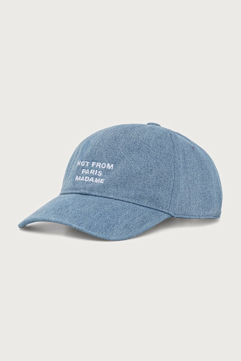 Drôle de Monsieur Czapka bejsbolówka męska jeansowa Slogan niebieska M-CP211-CO335
