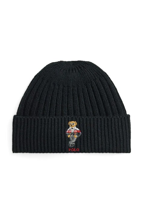 Polo Ralph Lauren Czapka męska z dodatkiem wełny czarna 449P20307