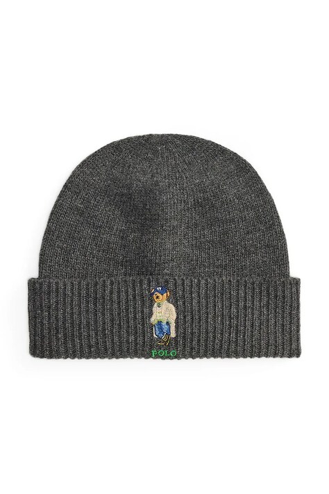 Polo Ralph Lauren Czapka męska z dodatkiem wełny szara 449P20301