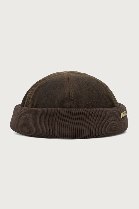 Barbour Czapka męska bawełniana zielona MHA0984