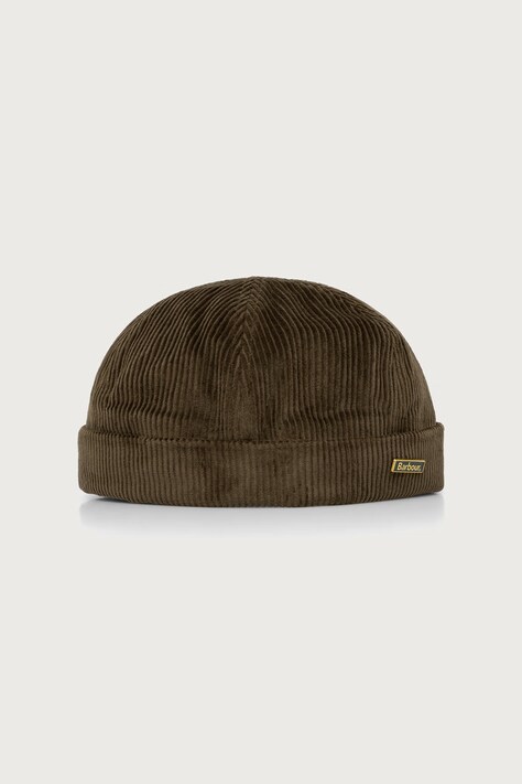 Barbour Czapka męska bawełniana zielona MHA0983