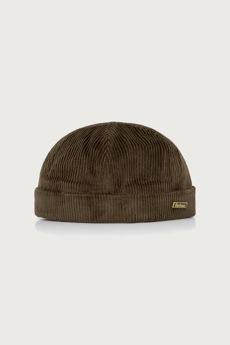 Barbour Czapka męska bawełniana zielona MHA0983