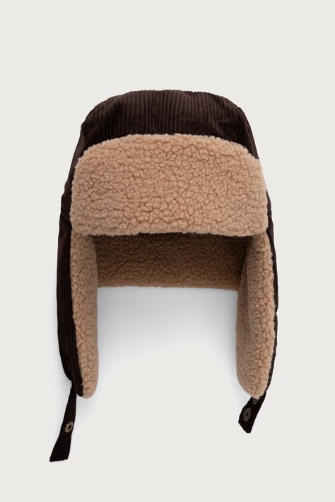 Barbour Czapka uszatka męska bawełniana brązowa MHA0980