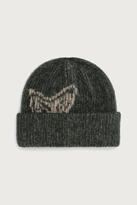 OAS Czapka beanie męska z dodatkiem wełny zielona 805001.9261