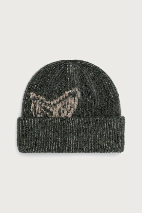 OAS Czapka beanie męska z dodatkiem wełny zielona 805001.9261