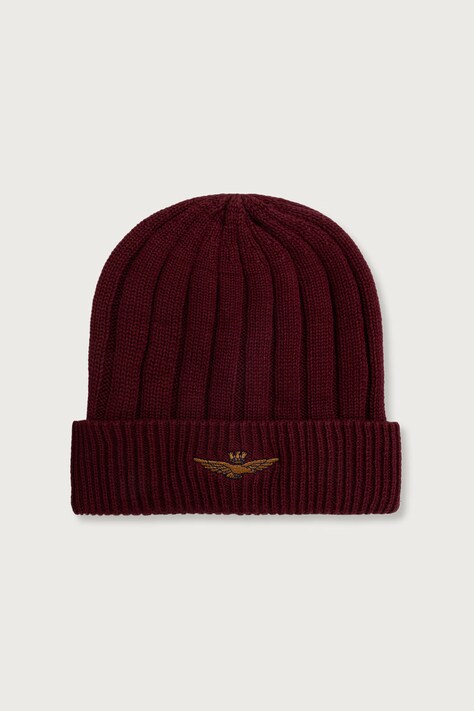 Aeronautica Militare Czapka beanie męska bawełniana bordowa CU0098UL00485