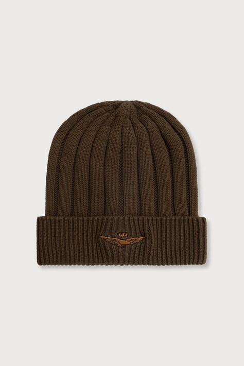 Aeronautica Militare Czapka beanie męska bawełniana zielona CU0098UL00485