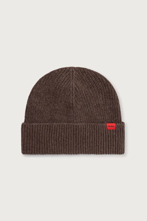 HUGO Σκούφος beanie ανδρικός με μαλλί Xisk πορτοκαλί 50571010