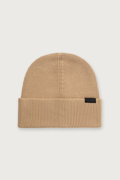 HUGO Czapka beanie męska bawełniana Xential beżowa 50570999