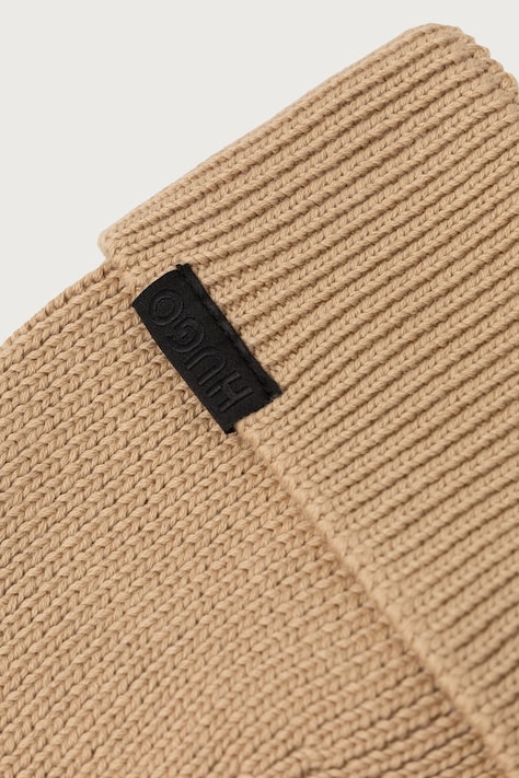 HUGO Čiapka beanie pánska bavlnená Xential béžová 50570999