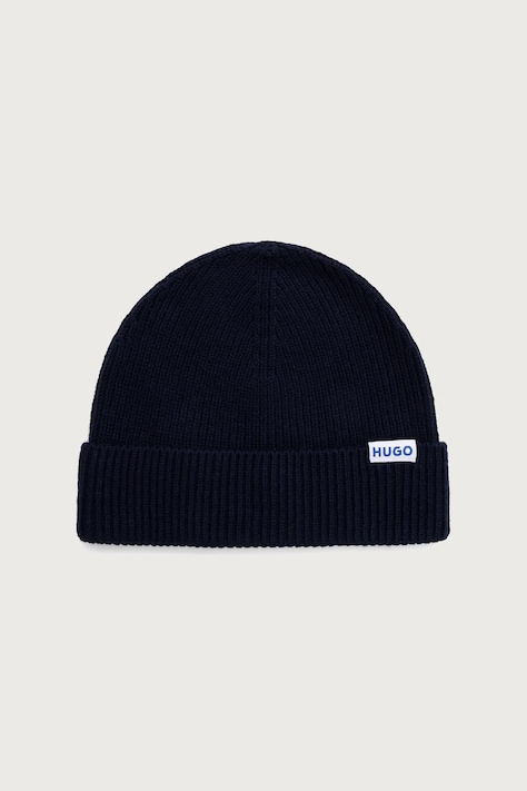 HUGO Blue Czapka beanie męska z wełną Xiav_1 niebieska 50572027