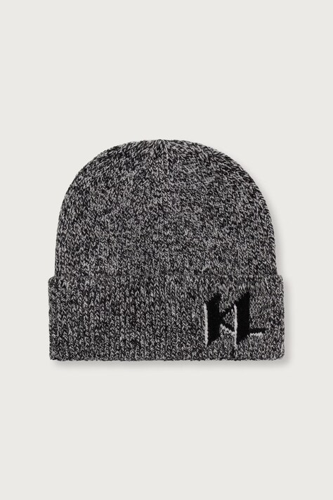 Karl Lagerfeld Čiapka beanie pánska s prímesou vlny čierna B4M33101