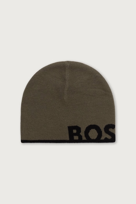 BOSS Green Čiapka pánska s prímesou vlny Reviso_Beanie zelená 50572050