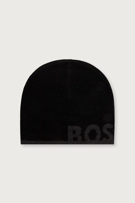 BOSS Green Σκούφος ανδρικός από πρόσμιξη μαλλιού Reviso_Beanie μαύρος 50572050