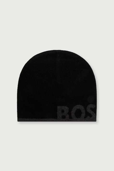 BOSS Green Kapa za muškarce s dodatkom vune Reviso_Beanie crna 50572050