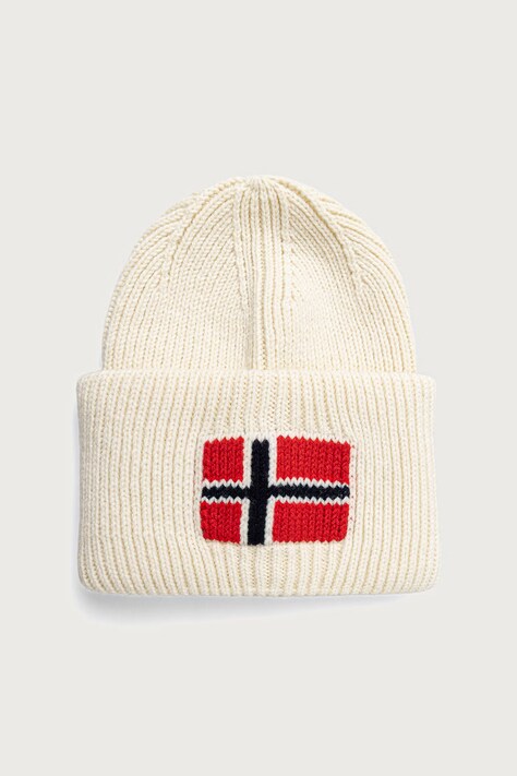 Napapijri Czapka beanie męska z wełną Evei beżowa NP0A8AM2N1J1