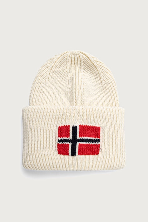 Napapijri Czapka beanie męska z wełną Evei beżowa NP0A8AM2N1J1