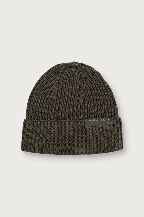 Tommy Jeans Čiapka beanie pánska bavlnená zelená AM0AM14865