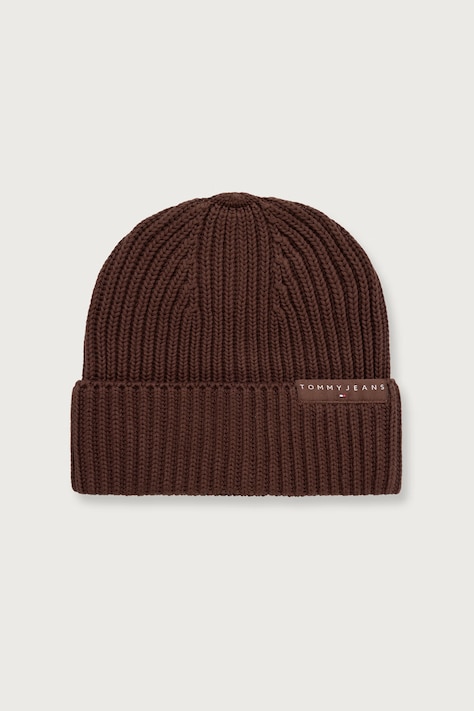 Tommy Jeans Шапка beanie мъжка от памук кафява AM0AM14865