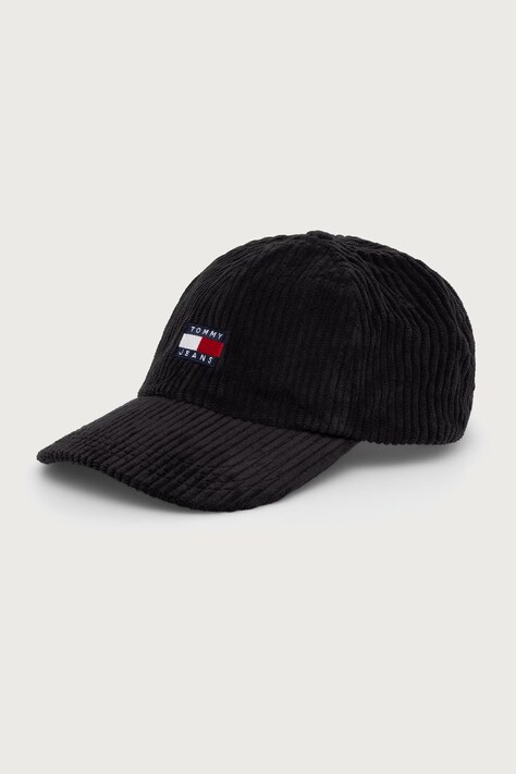 Tommy Jeans Καπέλο με γείσο ανδρικό κοτλέ μαύρο AM0AM14596