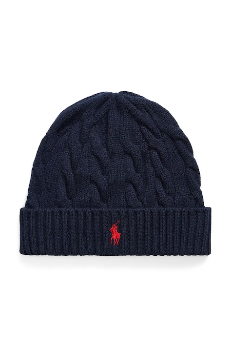 Polo Ralph Lauren Cappello invernale da uomo in lana blu navy 710B23668