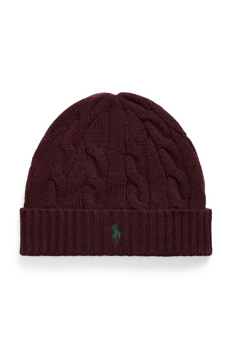 Polo Ralph Lauren Czapka męska wełniana bordowa 710B23668