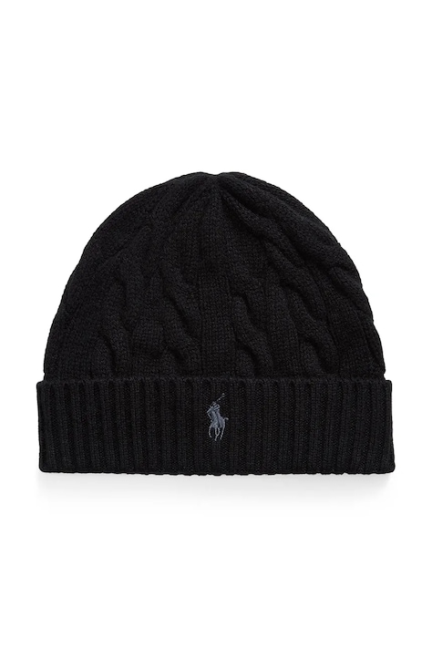 Polo Ralph Lauren Cappello invernale da uomo in lana nero 710B23668