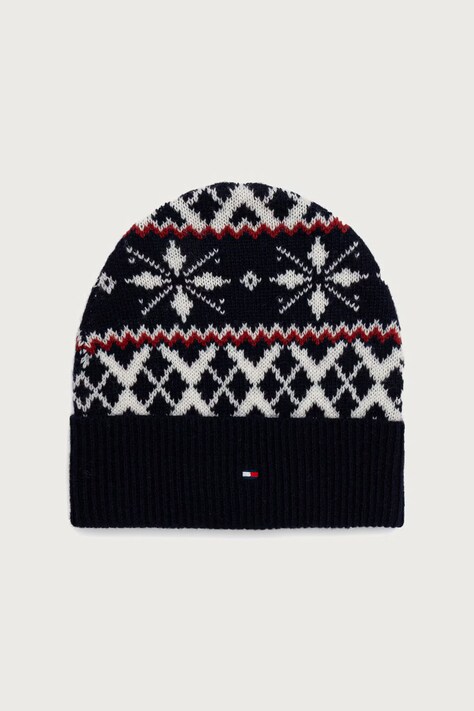 Tommy Hilfiger Beanie kapa moška z volno mornarsko modra AM0AM14860