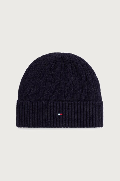 Tommy Hilfiger Beanie kapa za muškarce s vunom mornarsko plava AM0AM14859