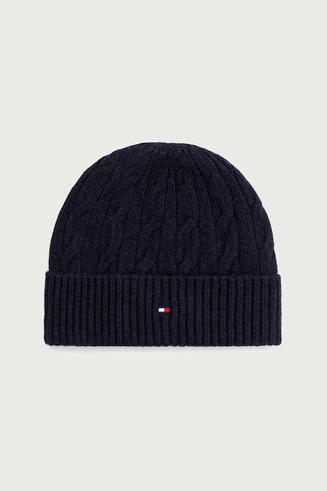 Tommy Hilfiger Beanie kapa za muškarce s vunom mornarsko plava AM0AM14859