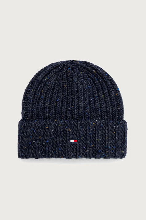 Tommy Hilfiger Beanie kapa za muškarce s vunom mornarsko plava AM0AM14710