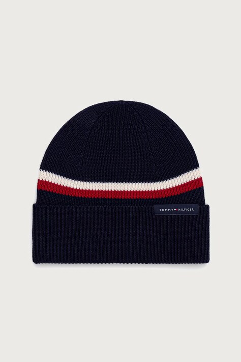 Tommy Hilfiger Beanie kapa za muškarce s vunom mornarsko plava AM0AM14534