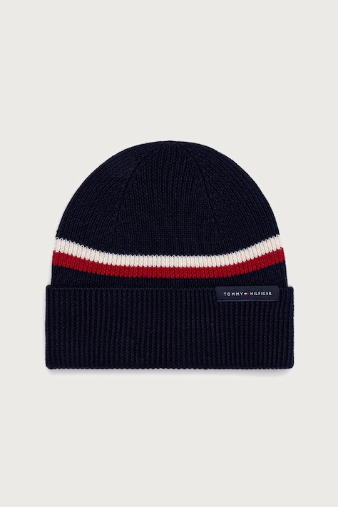 Tommy Hilfiger Beanie kapa za muškarce s vunom mornarsko plava AM0AM14534