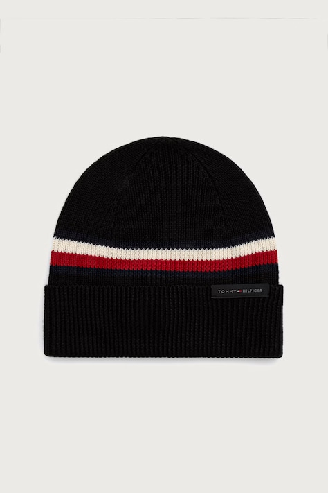 Tommy Hilfiger Beanie kapa za muškarce s vunom crna AM0AM14534