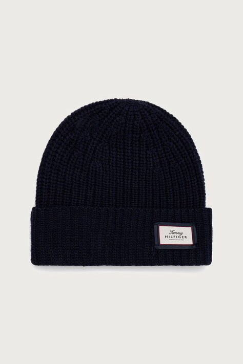 Tommy Hilfiger Beanie kapa za muškarce od vune mornarsko plava AM0AM14526