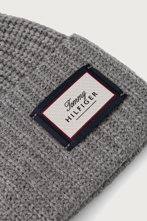 Tommy Hilfiger Σκούφος beanie ανδρικός μάλλινος γκρί AM0AM14526